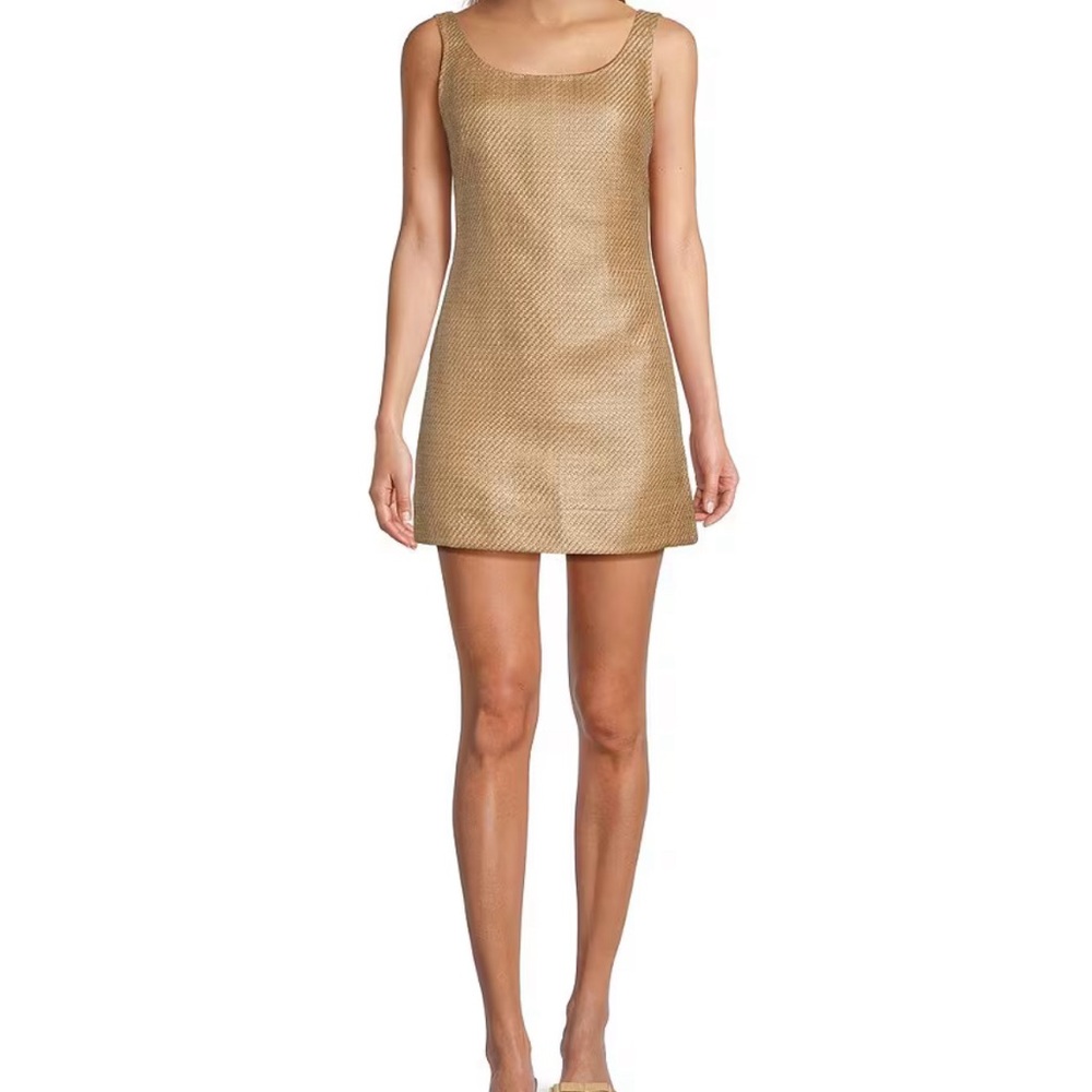 NWT The Style Bungalow Manana Scoop Neck Raffia Sleeveless Mini Dress